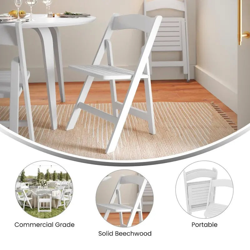 Chaise de salle à manger pliante en hêtre massif