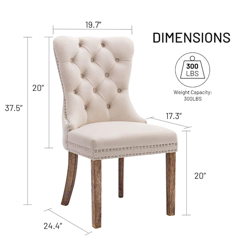 Ensemble de 6 chaises de salle à manger, chaises de cuisine de luxe en velours rembourré avec assise et dossier matelassés et pieds en bois massif - N/A