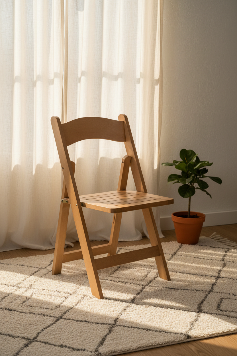 Solid Beechwood Folding Chair - Indoor Scene
